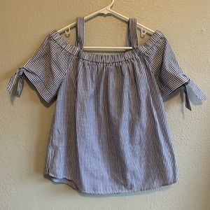 Blue and white off the shoulder top